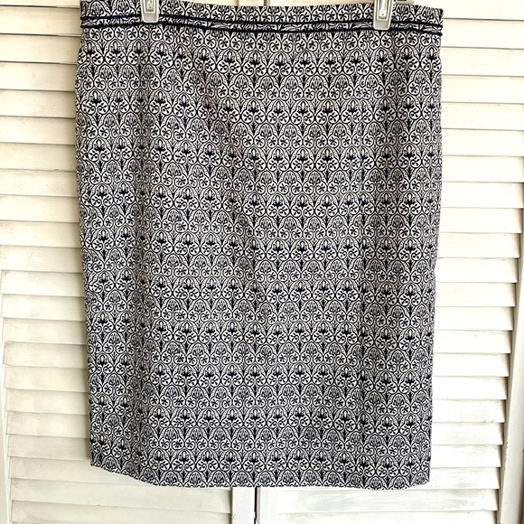 NWT TORY BURCH Navy & White 'Heidi" Pencil Skirt, Size 10 - Picture 3 of 8